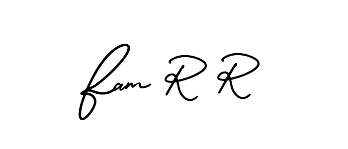 AmerikaSignatureDemo-Regular is a professional signature style that is perfect for those who want to add a touch of class to their signature. It is also a great choice for those who want to make their signature more unique. Get Fam R R name to fancy signature for free. Fam R R signature style 3 images and pictures png