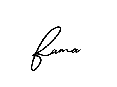 Design your own signature with our free online signature maker. With this signature software, you can create a handwritten (AmerikaSignatureDemo-Regular) signature for name Fama. Fama signature style 3 images and pictures png