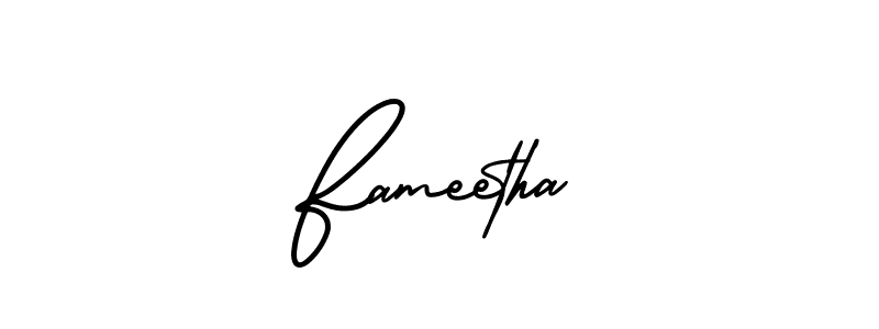if you are searching for the best signature style for your name Fameetha. so please give up your signature search. here we have designed multiple signature styles  using AmerikaSignatureDemo-Regular. Fameetha signature style 3 images and pictures png