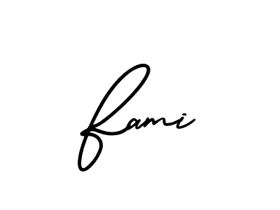 You should practise on your own different ways (AmerikaSignatureDemo-Regular) to write your name (Fami) in signature. don't let someone else do it for you. Fami signature style 3 images and pictures png