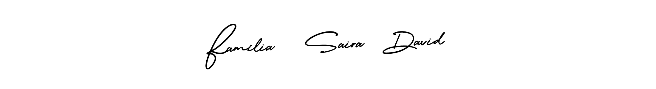 You should practise on your own different ways (AmerikaSignatureDemo-Regular) to write your name (Familia   Saira  David) in signature. don't let someone else do it for you. Familia   Saira  David signature style 3 images and pictures png