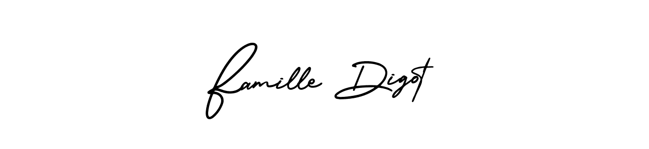 You should practise on your own different ways (AmerikaSignatureDemo-Regular) to write your name (Famille Digot) in signature. don't let someone else do it for you. Famille Digot signature style 3 images and pictures png