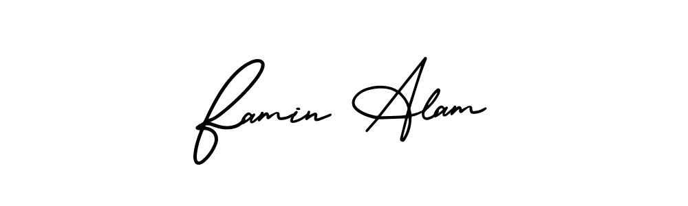 How to Draw Famin Alam signature style? AmerikaSignatureDemo-Regular is a latest design signature styles for name Famin Alam. Famin Alam signature style 3 images and pictures png