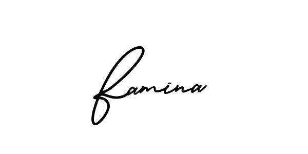 if you are searching for the best signature style for your name Famina. so please give up your signature search. here we have designed multiple signature styles  using AmerikaSignatureDemo-Regular. Famina signature style 3 images and pictures png