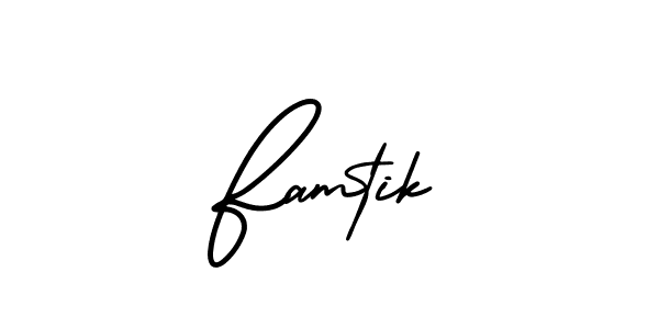 Design your own signature with our free online signature maker. With this signature software, you can create a handwritten (AmerikaSignatureDemo-Regular) signature for name Famtik. Famtik signature style 3 images and pictures png