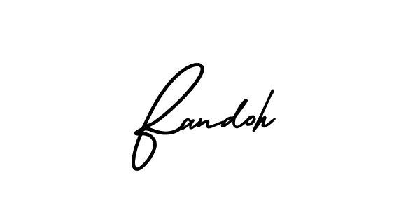 You should practise on your own different ways (AmerikaSignatureDemo-Regular) to write your name (Fandoh) in signature. don't let someone else do it for you. Fandoh signature style 3 images and pictures png