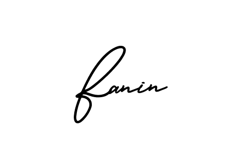 The best way (AmerikaSignatureDemo-Regular) to make a short signature is to pick only two or three words in your name. The name Fanin include a total of six letters. For converting this name. Fanin signature style 3 images and pictures png
