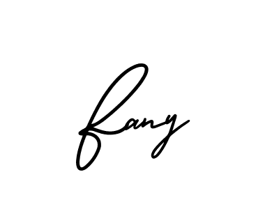 The best way (AmerikaSignatureDemo-Regular) to make a short signature is to pick only two or three words in your name. The name Fany include a total of six letters. For converting this name. Fany signature style 3 images and pictures png