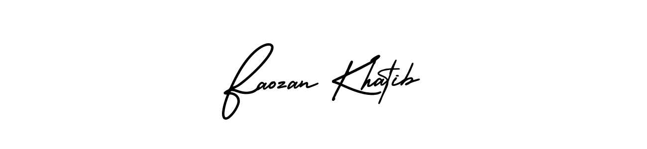 if you are searching for the best signature style for your name Faozan Khatib. so please give up your signature search. here we have designed multiple signature styles  using AmerikaSignatureDemo-Regular. Faozan Khatib signature style 3 images and pictures png
