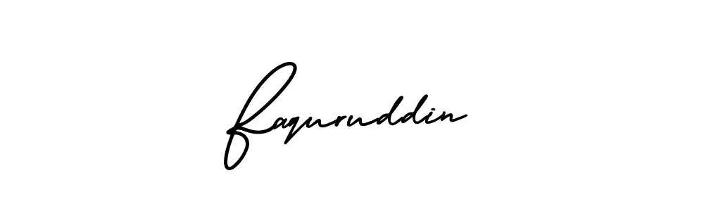 How to make Faquruddin name signature. Use AmerikaSignatureDemo-Regular style for creating short signs online. This is the latest handwritten sign. Faquruddin signature style 3 images and pictures png