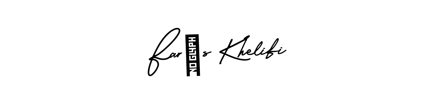 Make a beautiful signature design for name Farès Khelifi. With this signature (AmerikaSignatureDemo-Regular) style, you can create a handwritten signature for free. Farès Khelifi signature style 3 images and pictures png