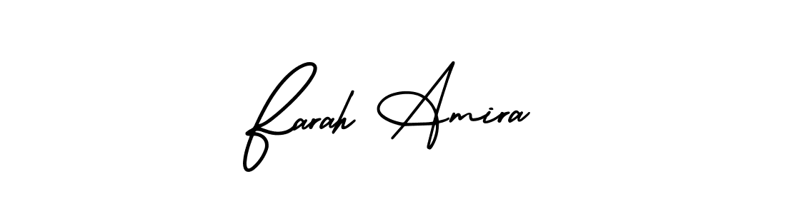 You should practise on your own different ways (AmerikaSignatureDemo-Regular) to write your name (Farah Amira) in signature. don't let someone else do it for you. Farah Amira signature style 3 images and pictures png