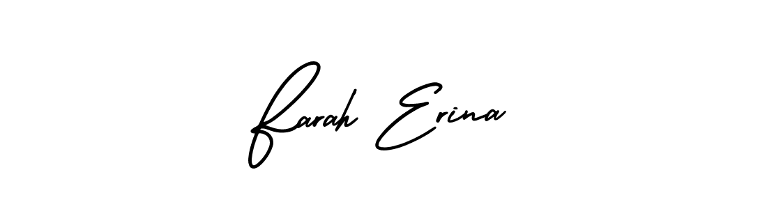 You should practise on your own different ways (AmerikaSignatureDemo-Regular) to write your name (Farah Erina) in signature. don't let someone else do it for you. Farah Erina signature style 3 images and pictures png