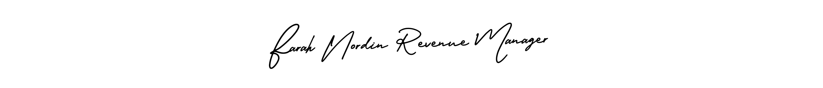 It looks lik you need a new signature style for name Farah Nordin Revenue Manager. Design unique handwritten (AmerikaSignatureDemo-Regular) signature with our free signature maker in just a few clicks. Farah Nordin Revenue Manager signature style 3 images and pictures png