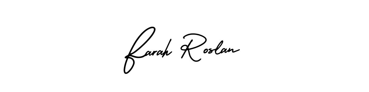 Similarly AmerikaSignatureDemo-Regular is the best handwritten signature design. Signature creator online .You can use it as an online autograph creator for name Farah Roslan. Farah Roslan signature style 3 images and pictures png