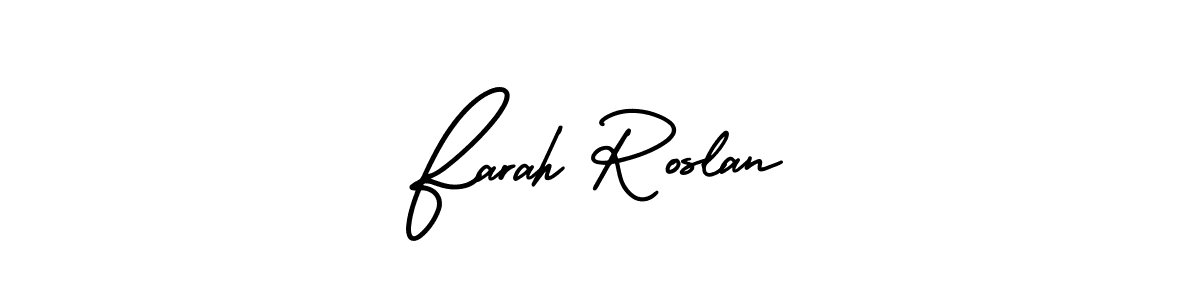 Design your own signature with our free online signature maker. With this signature software, you can create a handwritten (AmerikaSignatureDemo-Regular) signature for name Farah Roslan. Farah Roslan signature style 3 images and pictures png