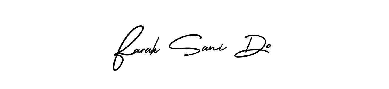 Make a short Farah Sani Do signature style. Manage your documents anywhere anytime using AmerikaSignatureDemo-Regular. Create and add eSignatures, submit forms, share and send files easily. Farah Sani Do signature style 3 images and pictures png