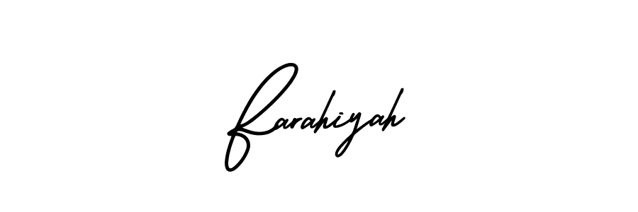 Also we have Farahiyah name is the best signature style. Create professional handwritten signature collection using AmerikaSignatureDemo-Regular autograph style. Farahiyah signature style 3 images and pictures png
