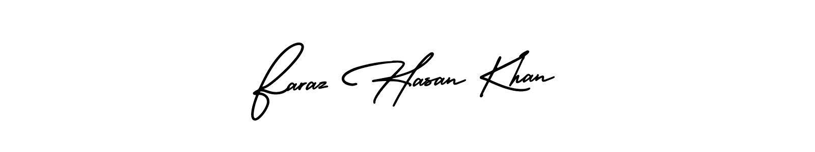 You should practise on your own different ways (AmerikaSignatureDemo-Regular) to write your name (Faraz Hasan Khan) in signature. don't let someone else do it for you. Faraz Hasan Khan signature style 3 images and pictures png