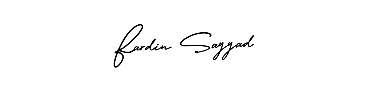 You should practise on your own different ways (AmerikaSignatureDemo-Regular) to write your name (Fardin Sayyad) in signature. don't let someone else do it for you. Fardin Sayyad signature style 3 images and pictures png