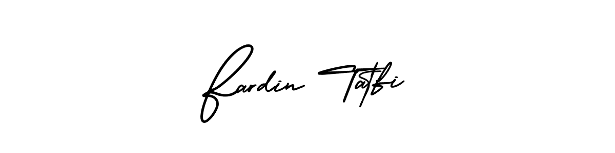 You should practise on your own different ways (AmerikaSignatureDemo-Regular) to write your name (Fardin Tatfi) in signature. don't let someone else do it for you. Fardin Tatfi signature style 3 images and pictures png