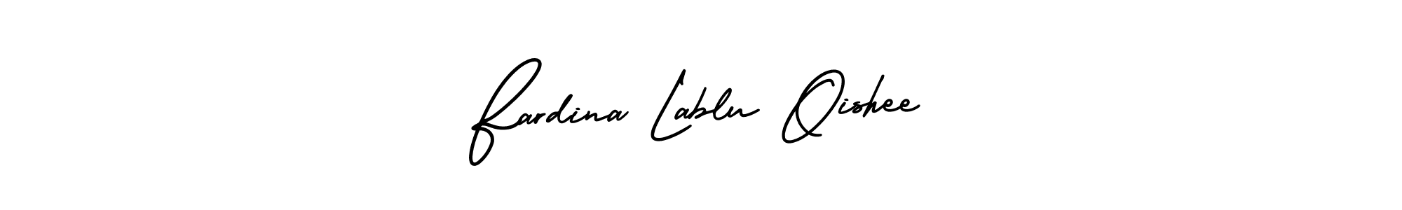 The best way (AmerikaSignatureDemo-Regular) to make a short signature is to pick only two or three words in your name. The name Fardina Lablu Oishee include a total of six letters. For converting this name. Fardina Lablu Oishee signature style 3 images and pictures png