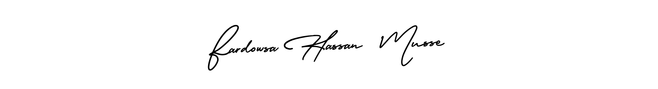 AmerikaSignatureDemo-Regular is a professional signature style that is perfect for those who want to add a touch of class to their signature. It is also a great choice for those who want to make their signature more unique. Get Fardowsa Hassan  Musse name to fancy signature for free. Fardowsa Hassan  Musse signature style 3 images and pictures png