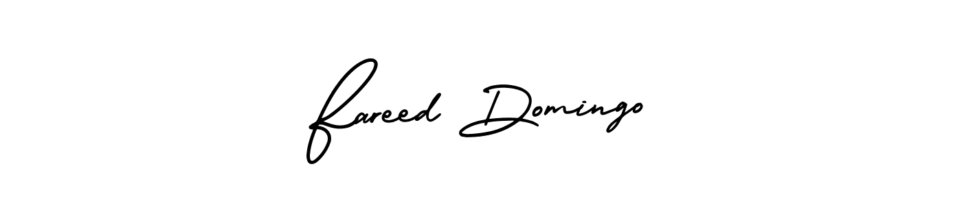 This is the best signature style for the Fareed Domingo name. Also you like these signature font (AmerikaSignatureDemo-Regular). Mix name signature. Fareed Domingo signature style 3 images and pictures png