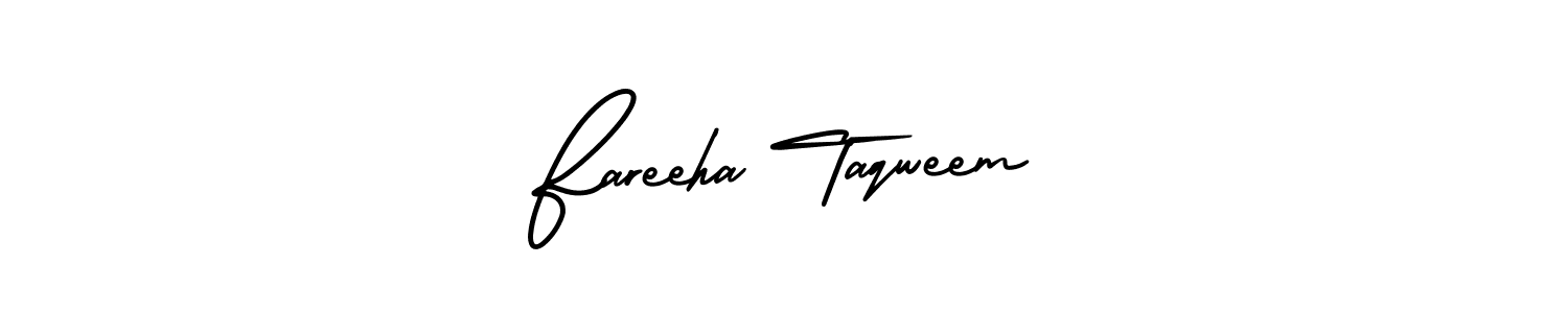 Also You can easily find your signature by using the search form. We will create Fareeha Taqweem name handwritten signature images for you free of cost using AmerikaSignatureDemo-Regular sign style. Fareeha Taqweem signature style 3 images and pictures png