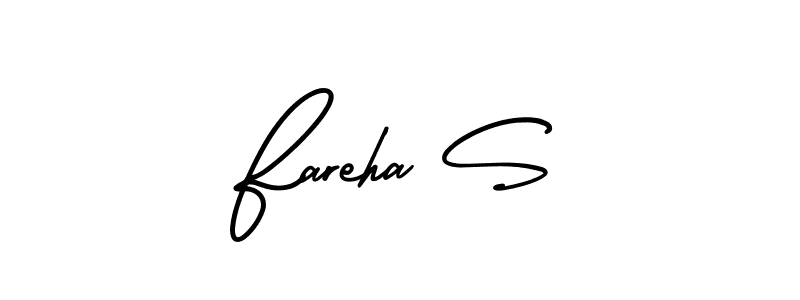 Design your own signature with our free online signature maker. With this signature software, you can create a handwritten (AmerikaSignatureDemo-Regular) signature for name Fareha S. Fareha S signature style 3 images and pictures png