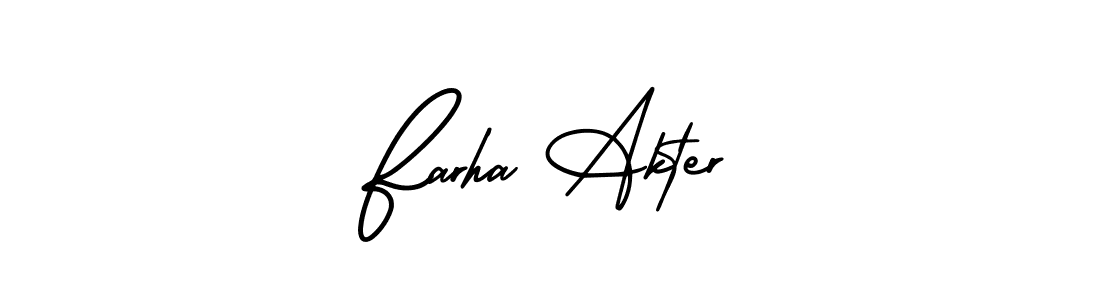 Also You can easily find your signature by using the search form. We will create Farha Akter name handwritten signature images for you free of cost using AmerikaSignatureDemo-Regular sign style. Farha Akter signature style 3 images and pictures png