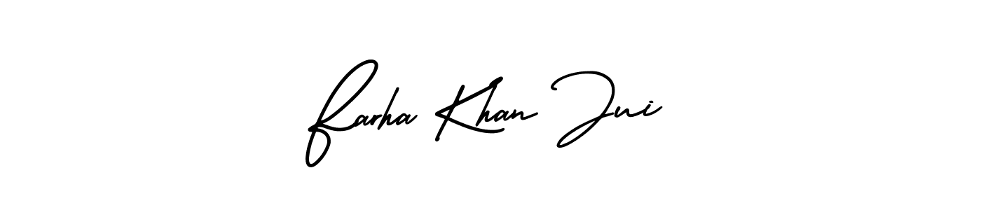 Make a short Farha Khan Jui signature style. Manage your documents anywhere anytime using AmerikaSignatureDemo-Regular. Create and add eSignatures, submit forms, share and send files easily. Farha Khan Jui signature style 3 images and pictures png