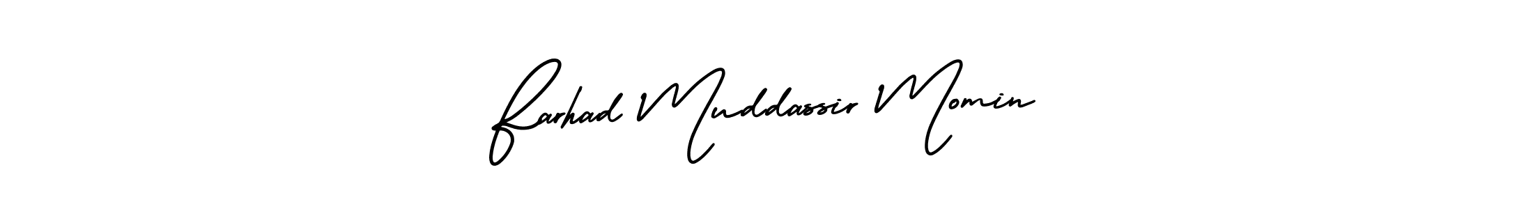 The best way (AmerikaSignatureDemo-Regular) to make a short signature is to pick only two or three words in your name. The name Farhad Muddassir Momin include a total of six letters. For converting this name. Farhad Muddassir Momin signature style 3 images and pictures png