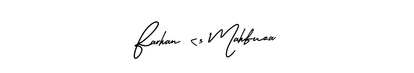 How to Draw Farhan <3 Mahfuza signature style? AmerikaSignatureDemo-Regular is a latest design signature styles for name Farhan <3 Mahfuza. Farhan <3 Mahfuza signature style 3 images and pictures png