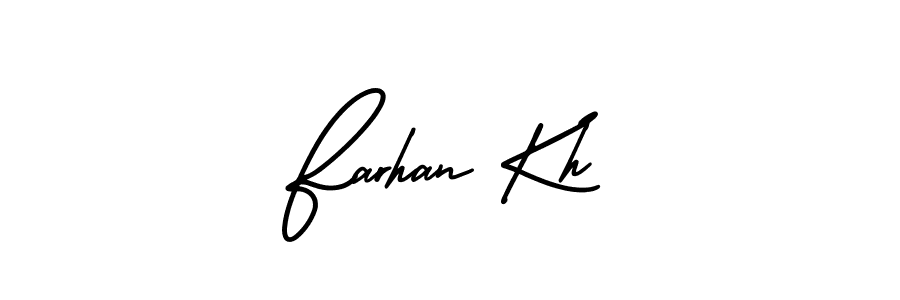 The best way (AmerikaSignatureDemo-Regular) to make a short signature is to pick only two or three words in your name. The name Farhan Kh include a total of six letters. For converting this name. Farhan Kh signature style 3 images and pictures png