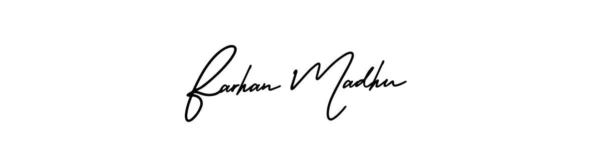 This is the best signature style for the Farhan Madhu name. Also you like these signature font (AmerikaSignatureDemo-Regular). Mix name signature. Farhan Madhu signature style 3 images and pictures png