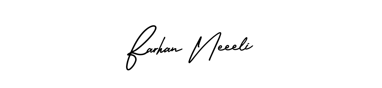 The best way (AmerikaSignatureDemo-Regular) to make a short signature is to pick only two or three words in your name. The name Farhan Neeeli include a total of six letters. For converting this name. Farhan Neeeli signature style 3 images and pictures png