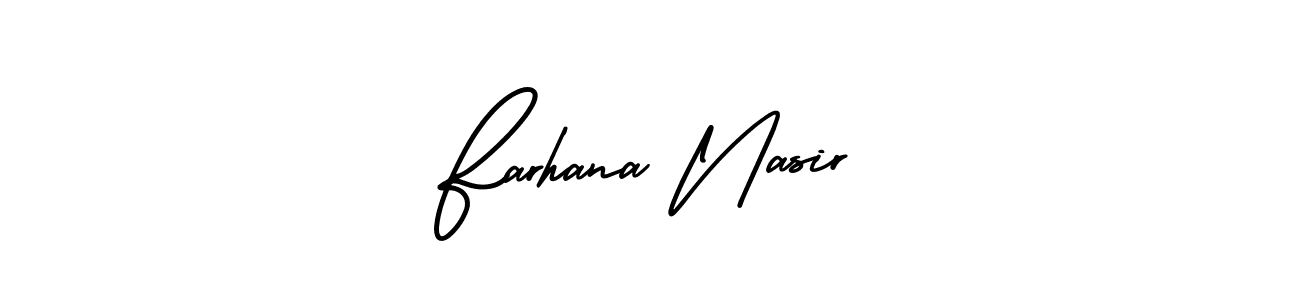The best way (AmerikaSignatureDemo-Regular) to make a short signature is to pick only two or three words in your name. The name Farhana Nasir include a total of six letters. For converting this name. Farhana Nasir signature style 3 images and pictures png