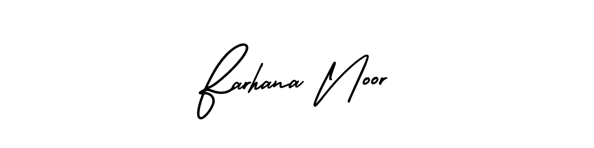 This is the best signature style for the Farhana Noor name. Also you like these signature font (AmerikaSignatureDemo-Regular). Mix name signature. Farhana Noor signature style 3 images and pictures png