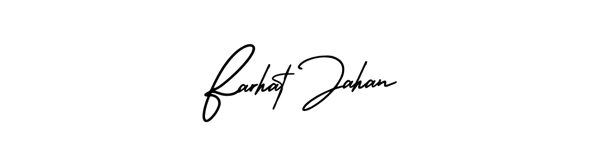 Similarly AmerikaSignatureDemo-Regular is the best handwritten signature design. Signature creator online .You can use it as an online autograph creator for name Farhat Jahan. Farhat Jahan signature style 3 images and pictures png