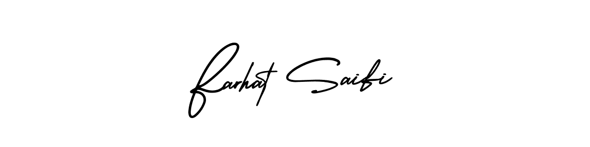 How to make Farhat Saifi signature? AmerikaSignatureDemo-Regular is a professional autograph style. Create handwritten signature for Farhat Saifi name. Farhat Saifi signature style 3 images and pictures png