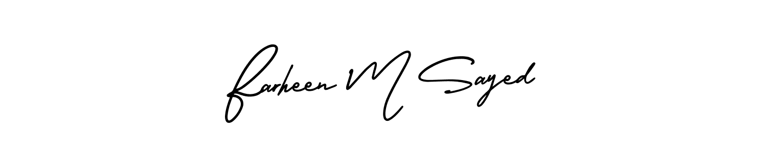 Also we have Farheen M Sayed name is the best signature style. Create professional handwritten signature collection using AmerikaSignatureDemo-Regular autograph style. Farheen M Sayed signature style 3 images and pictures png