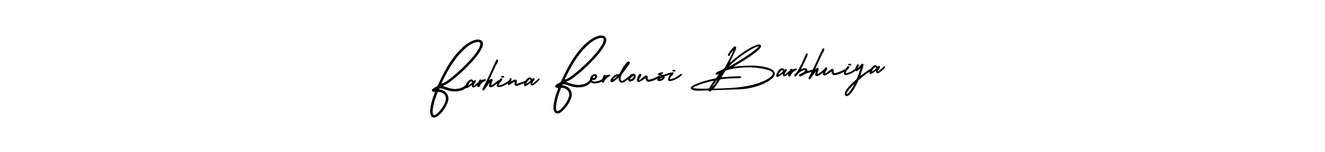 You should practise on your own different ways (AmerikaSignatureDemo-Regular) to write your name (Farhina Ferdousi Barbhuiya) in signature. don't let someone else do it for you. Farhina Ferdousi Barbhuiya signature style 3 images and pictures png
