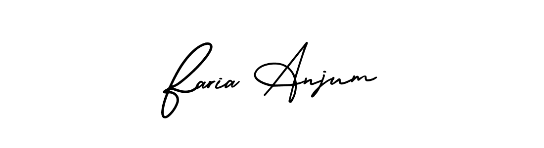 You should practise on your own different ways (AmerikaSignatureDemo-Regular) to write your name (Faria Anjum) in signature. don't let someone else do it for you. Faria Anjum signature style 3 images and pictures png