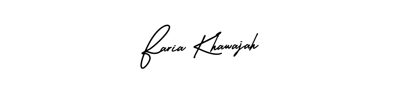 AmerikaSignatureDemo-Regular is a professional signature style that is perfect for those who want to add a touch of class to their signature. It is also a great choice for those who want to make their signature more unique. Get Faria Khawajah name to fancy signature for free. Faria Khawajah signature style 3 images and pictures png