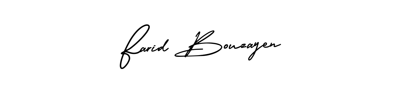 You should practise on your own different ways (AmerikaSignatureDemo-Regular) to write your name (Farid Bouzayen) in signature. don't let someone else do it for you. Farid Bouzayen signature style 3 images and pictures png