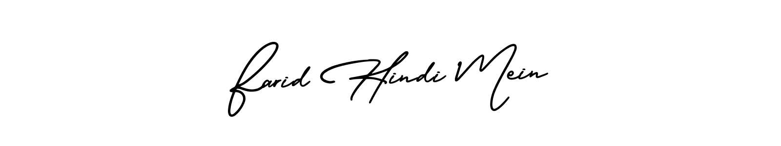 The best way (AmerikaSignatureDemo-Regular) to make a short signature is to pick only two or three words in your name. The name Farid Hindi Mein include a total of six letters. For converting this name. Farid Hindi Mein signature style 3 images and pictures png