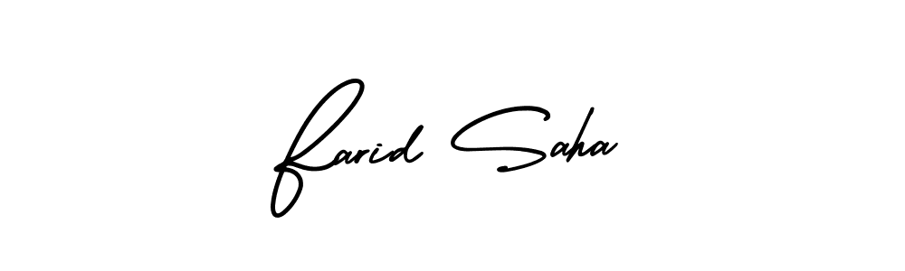 if you are searching for the best signature style for your name Farid Saha. so please give up your signature search. here we have designed multiple signature styles  using AmerikaSignatureDemo-Regular. Farid Saha signature style 3 images and pictures png