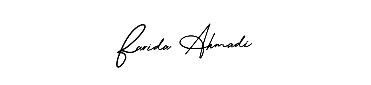 Use a signature maker to create a handwritten signature online. With this signature software, you can design (AmerikaSignatureDemo-Regular) your own signature for name Farida Ahmadi. Farida Ahmadi signature style 3 images and pictures png
