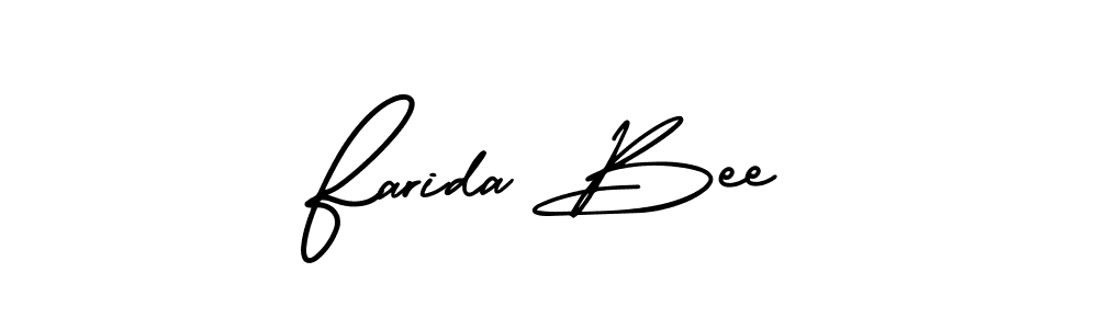 The best way (AmerikaSignatureDemo-Regular) to make a short signature is to pick only two or three words in your name. The name Farida Bee include a total of six letters. For converting this name. Farida Bee signature style 3 images and pictures png